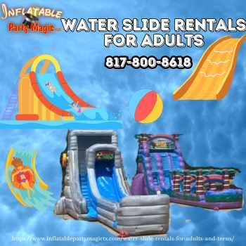 Water Slide Rentals for Adults and Teens from Inflatable Party Magic providing water slide rentals in Fort Worth and DFW Tx