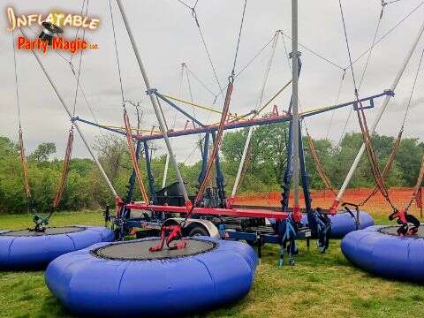 Four station euro bungee rental set up for a party near Cleburne