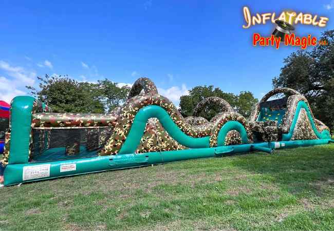 60 ft Camo Bouncy Obstacle Course to Rent DFW