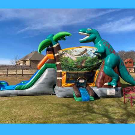 TRex bounce house rental with slide