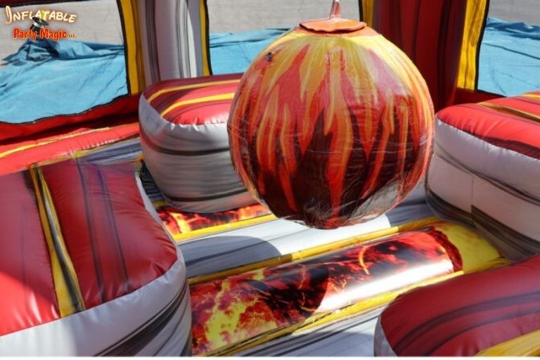 Inside view of the Floor is Lava Wrecking Ball inflatable game from Inflatable Party Magic
