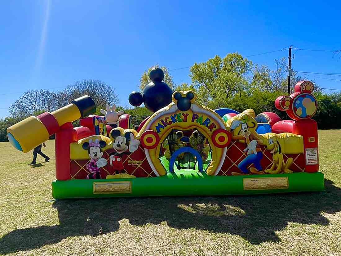 Toddler bounce house rental that is Mickey Mouse themed in DFW TX from Inflatable Party Magic