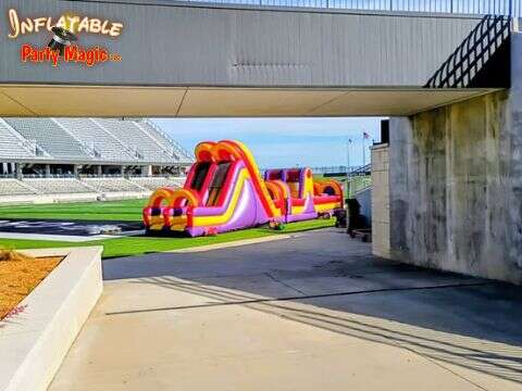 Inflatable obstacle course rental set up for a school field day or event in Southlake TX