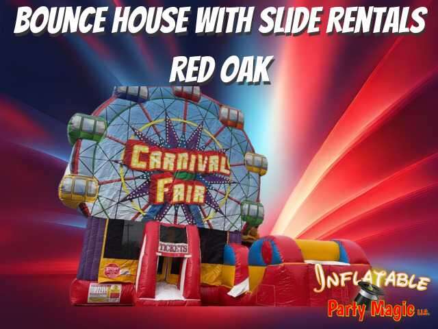 Red Oak Bounce House with slide rentals from Inflatable Party Magic