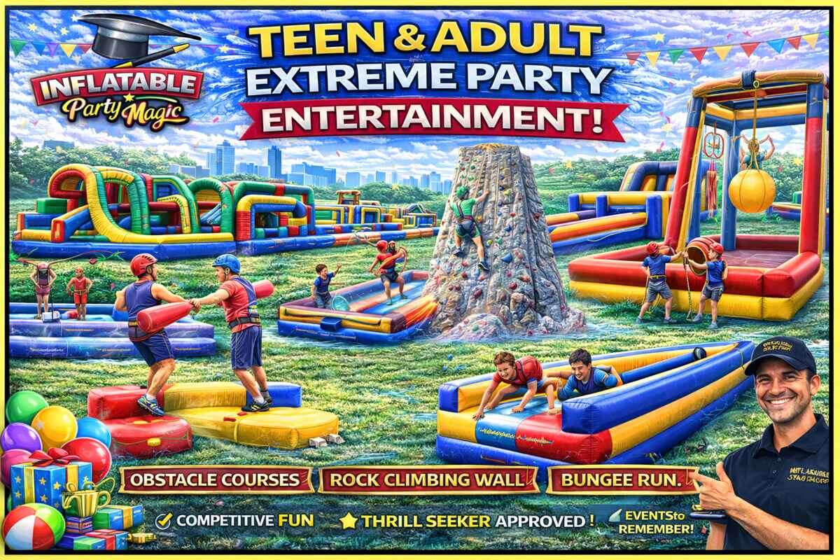 Extreme and interactive party entertainment for teens and adults in DFW Texas from Inflatable Party…