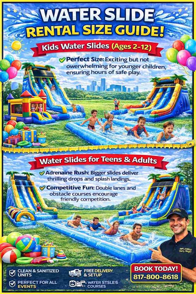 water slide rental size guide for fort worth parties
