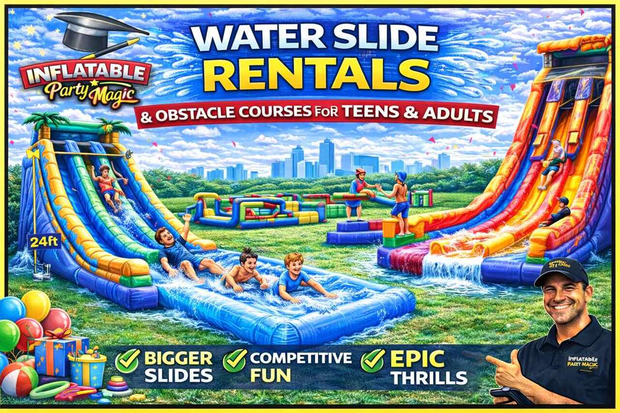 water slide rentals for adults and teens in Fort Worth TX from Inflatable Party Magic