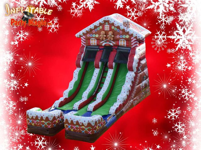 16 Foot Tall Christmas Double Lane Dry Slide Rental