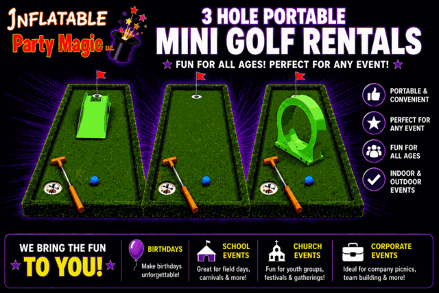 Portable Mini Golf 3 Hole Rental Texas