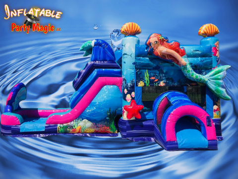 inflatable bounce house and water slide