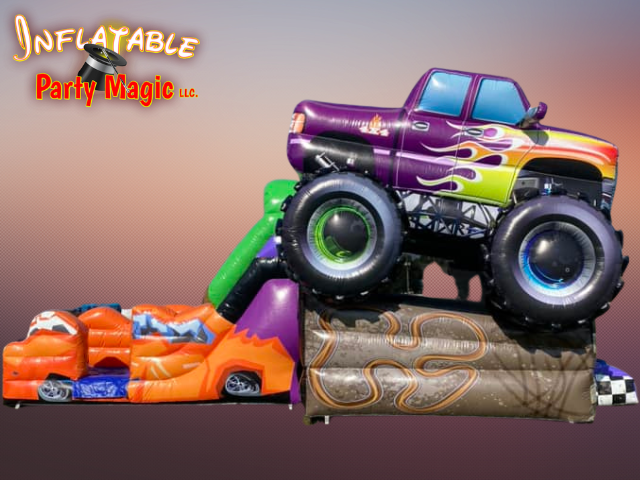 Monster Truck Bounce House with Slide