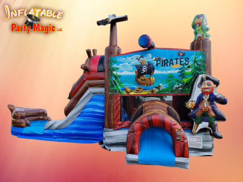 Pirates of the Caribbean Double Lane Wet Bounce House Combo