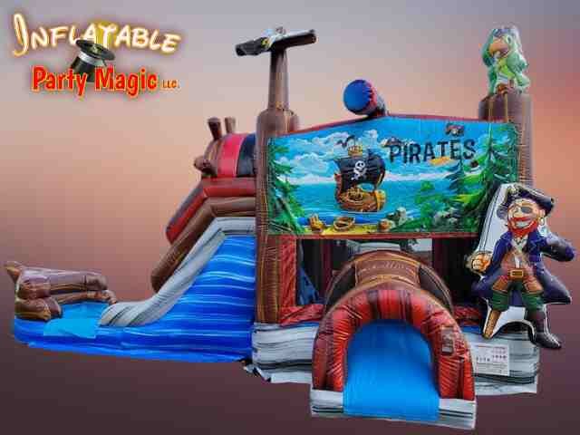 Pirates of the Caribbean Double Lane Bounce House Combo dry use