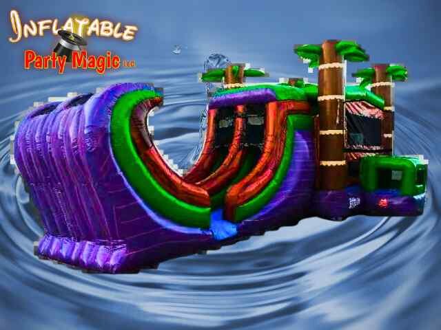 Tropical Rampage Bounce House with Double Water Slide