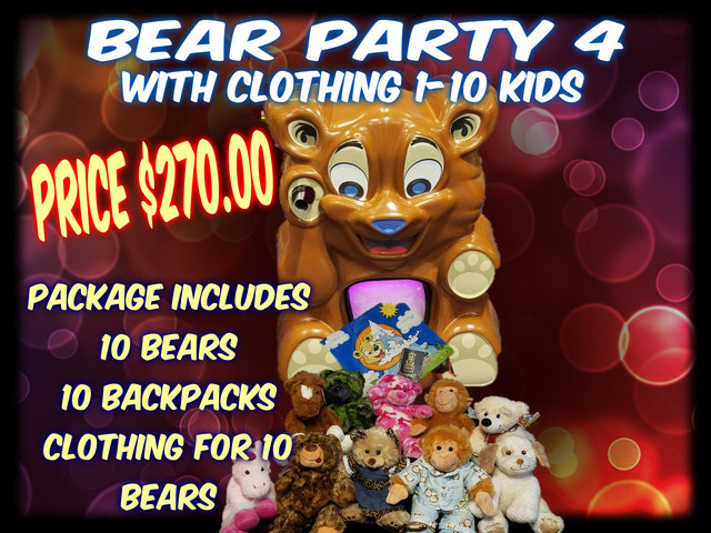 Bear Party Package 4 includes clothing- 1- 10 kids
