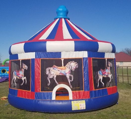 Blue and Red Carousel Bounce House