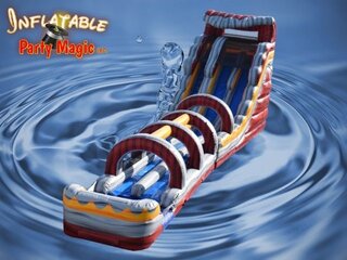 22 ft. Volcano Rush Dual Lane Water Slide With Slip N Slide 