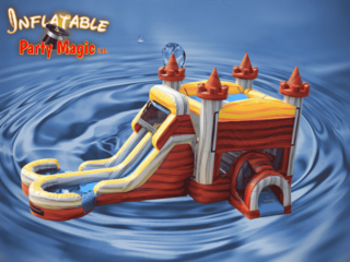 Epic Volcano Bounce House with Double Water Slide