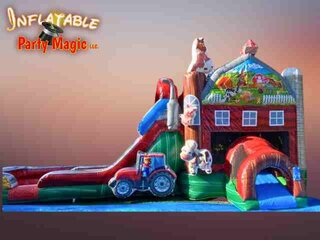 Farm Bounce House with Double Slide Rental Dry Use