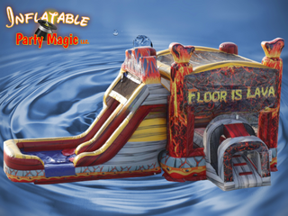The Floor Is Lava Water Bounce House with Double Lane Slide Rental