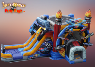 Turbo Raceway Bounce House With Double Slide Rental Dry Use