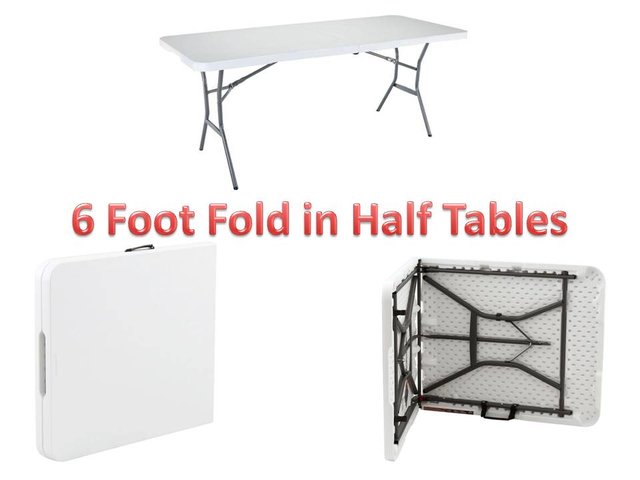 Table Adult 6 Foot Fold in half white 
