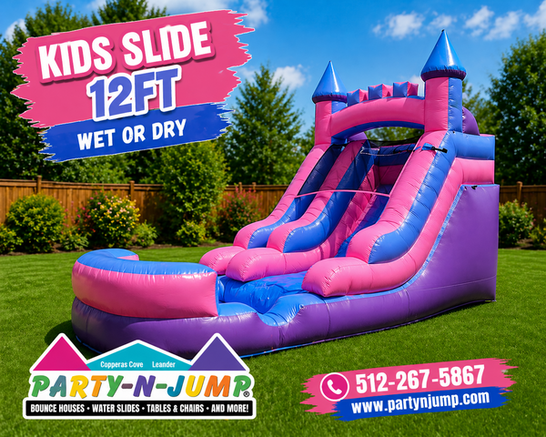 Slide Kids 12ft Pink WET or DRY  Ages 12 and under 1F