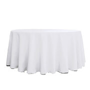 120" White Polyester Round Tablecloth (Purchase)