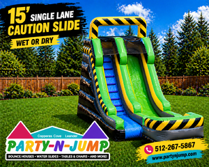 15ft Single Lane Slide 1B WET or DRY Caution Theme