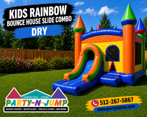 Kids Rainbow Bounce House Slide Combo (Dry only)