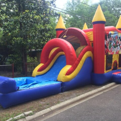 3-1 red, yellow and blue waterslide with attachable pool 