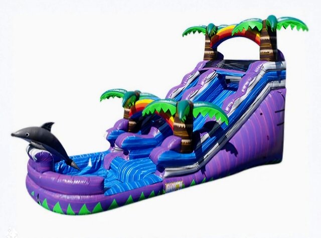 15ft Purple Dolphin Water Slide