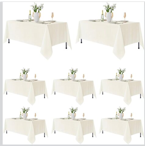 70x120 inch white tablecloth for 8ft rectangular tables - TABLE NOT INCLUDED