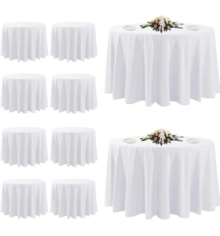 120 inch white tablecloth for 5ft round tables - TABLE NOT INCLUDED