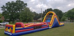 75 Ft Long Dual Lane Wet or Dry Obstacle Course with 18 foot tall Slide