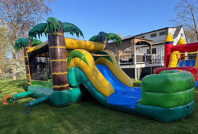 The Tropical Hut - Bounce House Slide Combo