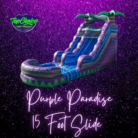 15' Purple Paradise Water Slide with pool