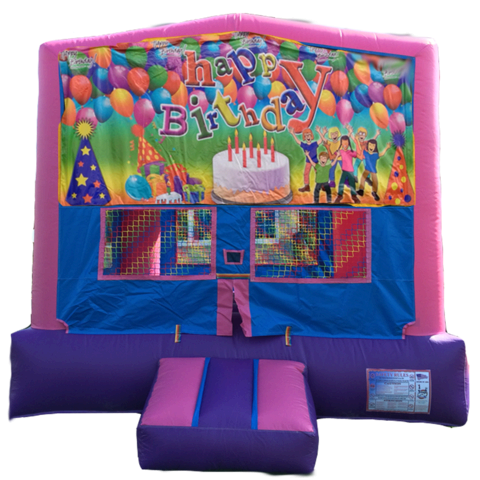 BIRTHDAY Bounce House Purple, Pink and Blue