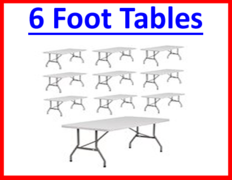 Six Foot Rectangle Tables