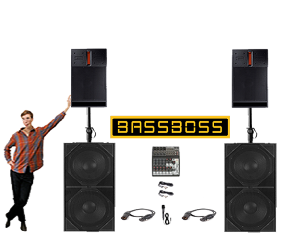 Two DV12-MKII BASSBOSS Tops and Two BASSBOSS ZV28 Subwoofers Winter Special