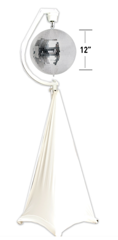 Disco Ball 12 Inch with Stand and White Scrim and Spotlights