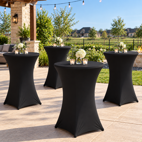 Cocktail Table Rental / Black Spandex Tablecloth 