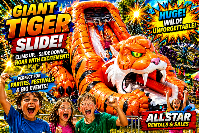 giant sabertooth inflatable slides for rent in northern california