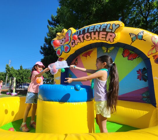 kids butterfly catcher floating balls party game rentals