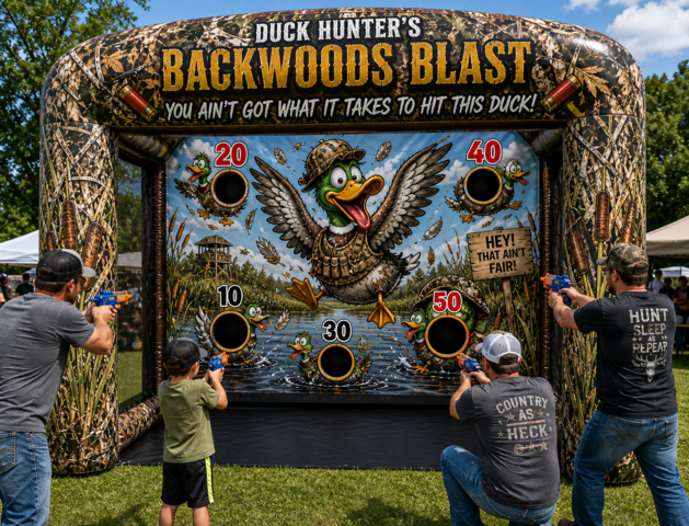 Duck Hunter’s Backwoods Blast™  | Inflatable Nerf Shooting Game | Camo Carnival Game