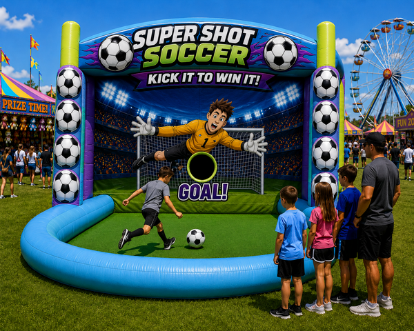 super shot inflatable soccer kick game