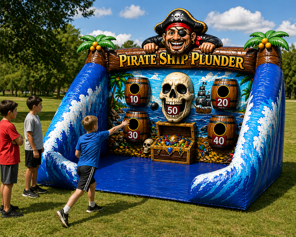 pirate ship plunder cannon ball toss kids carnival game