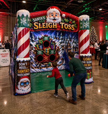 santa's sleigh toss inflatable christmas game rentals