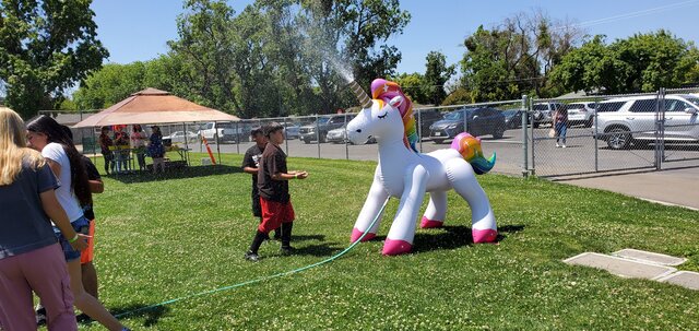 giant inflatable unicorn sprinkler