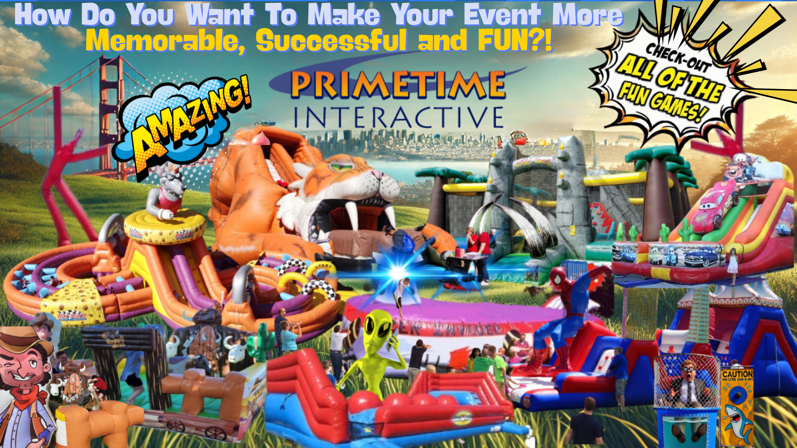 Prime Time Interactive northern california and bay area kids fun items party rental inflatable games bounce houses and ideas for kids teens adults children's special events